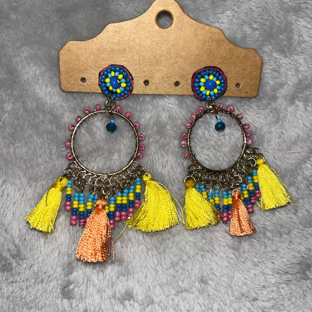 Colorful Beaded Tassel Earrings